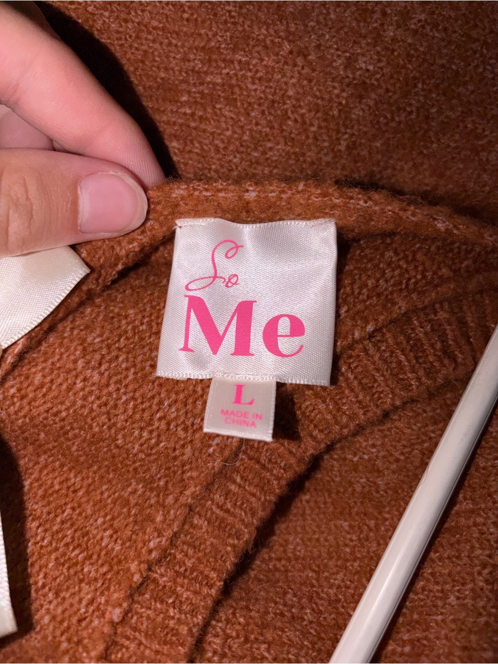 So Me Burnt Orange Knit Cardigan with Cream Bow Accents - Picture 2 of 2